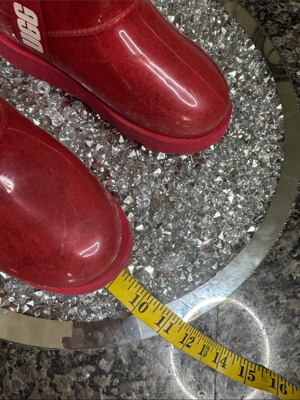 UGG Kids Red Glossy Waterproof ankle Boot EUC 13